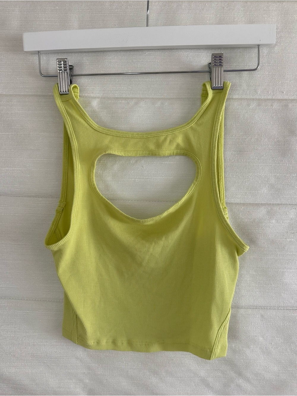 lululemon athletica Lime Green Ribbed Cut Out Crop Tank